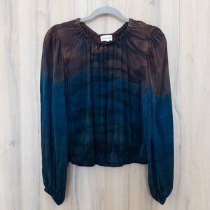 Bella Dah Womens Tie Dye Long Sleeve Top Size M Blue Brown Whimsigoth Fairy Boho